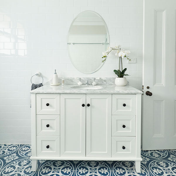 Turner Hastings Coventry 120 x 55 Single Bowl Vanity With White Marble Top - The Blue Space