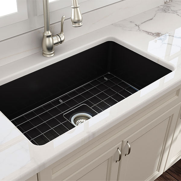 Turner Hastings Cuisine 81 x 48 Inset / Undermount Fine Fireclay Matte Black Sink