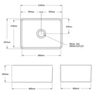Technical Drawing: Turner Hastings 60 x 46 Fine Fireclay Concrete Look Butler Sink
