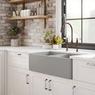Turner Hastings 85 x 46 Fine Fireclay Concrete Look Double Bowl Butler Sink Flat in modern kitchen design - The Blue Space
