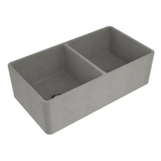 Turner Hastings 85 x 46 Fine Fireclay Concrete Look Double Bowl Butler Sink Flat - The Blue Space