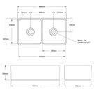 Technical Drawing: Turner Hastings 85 x 46 Fine Fireclay Concrete Look Double Bowl Butler Sink