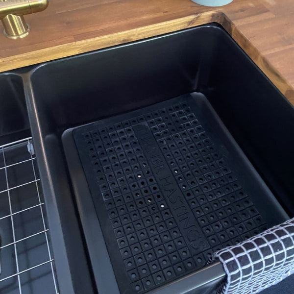 Turner Hastings Protective Silicone Sink Mat Black in modern kitchen sink design - The Blue Space