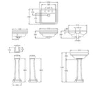 Turner Hastings Stafford 51 x 43 Basin And Pedestal 1TH Technical Drawing - The Blue Space