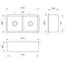 Technical Drawing; Turner Hastings Cuisine 81 x 49 Inset / Undermount Fine Fireclay Sink 