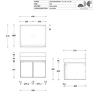 ADP Mayfair All-Door Wall Hung Vanity 600mm Technical Drawing - The Blue Space