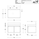 ADP Mayfair All-Door Wall Hung Vanity 750mm Offset Technical Drawing - The Blue Space