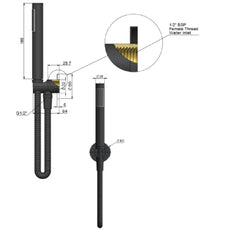 Meir Round hand shower on fixed bracket - technical drawing - The Blue Space
