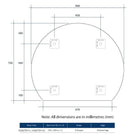 Technical Drawing: Thermogroup Ablaze Mirror D-Shaped Polished Edge Mirror 900 x 750mm HD9075HN-HD9075HND