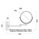 Thermogroup Ablaze Non-lit Magnifying Mirror Black Technical Drawing - The Blue Space