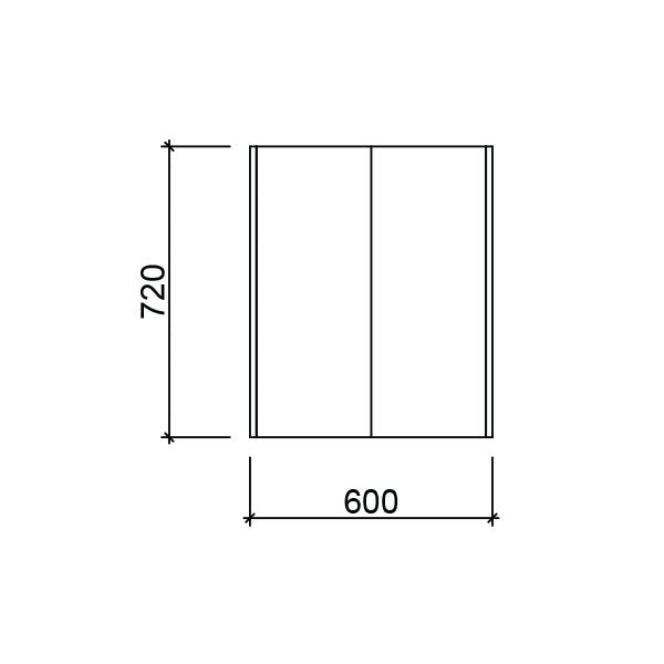 Technical Drawing - Timberline Denver Shaving Cabinet 600mm