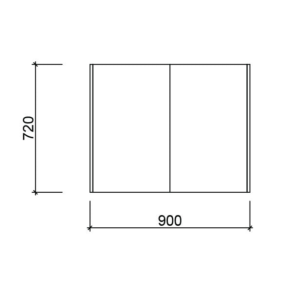 Technical Drawing - Timberline Denver Shaving Cabinet 900mm