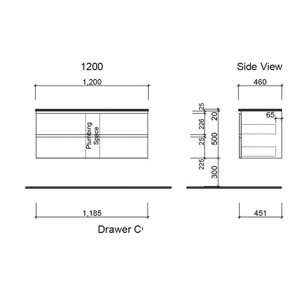 Timberline Nevada Plus Wall Hung Vanity 1200mm with Above Counter Basin