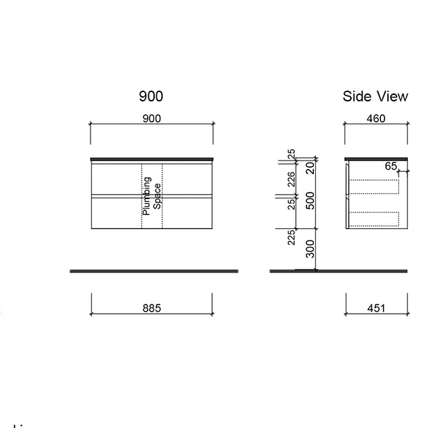 Timberline Nevada Plus Wall Hung Vanity 900mm with Above Counter Basin