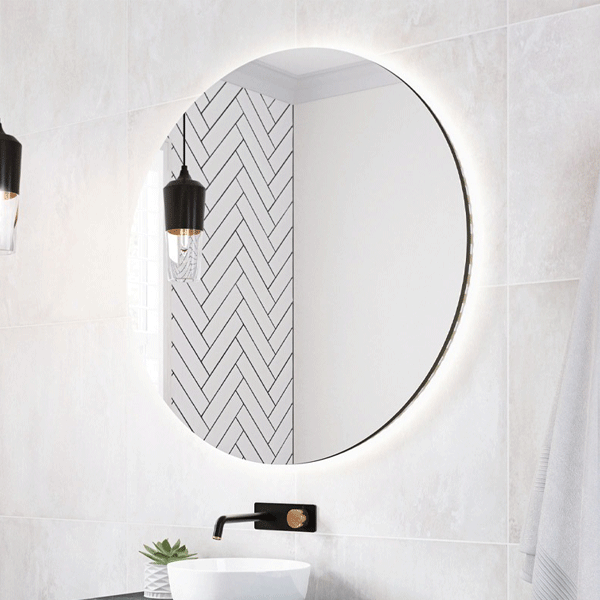 Timberline Oxford Mirror with mirror back light - Round bathroom mirrors Online at The Blue Space