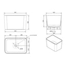 Turner Hastings Tribo 60 x 42 Fine Fireclay Sink technical Drawing