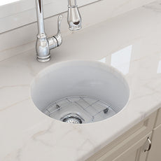 Turner Hastings Cuisine Round 47 Undermount Fine Fireclay White Ceramic Sink - The Blue Space