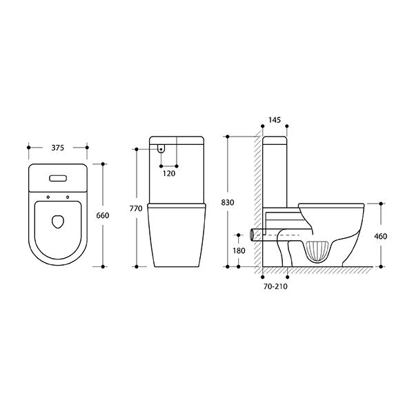 Technical Drawing - Turner Hastings Narva Back-To-Wall Toilet Suite
