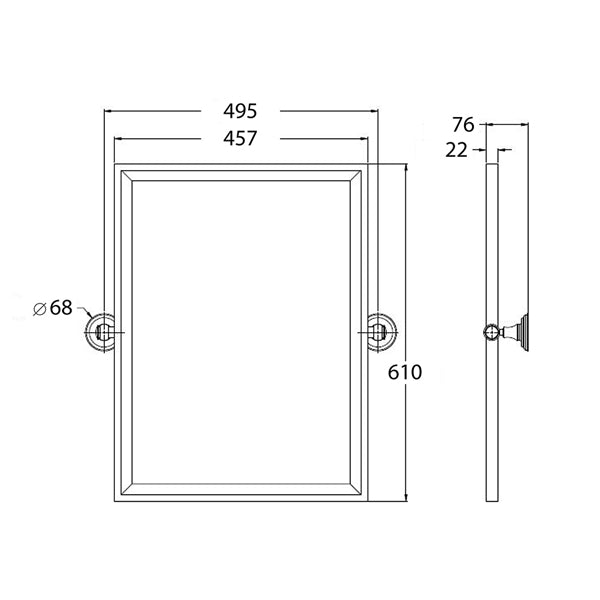 Turner Hastings Mayer Pivot Rectangle Mirror 610mm x 495mm - Chrome