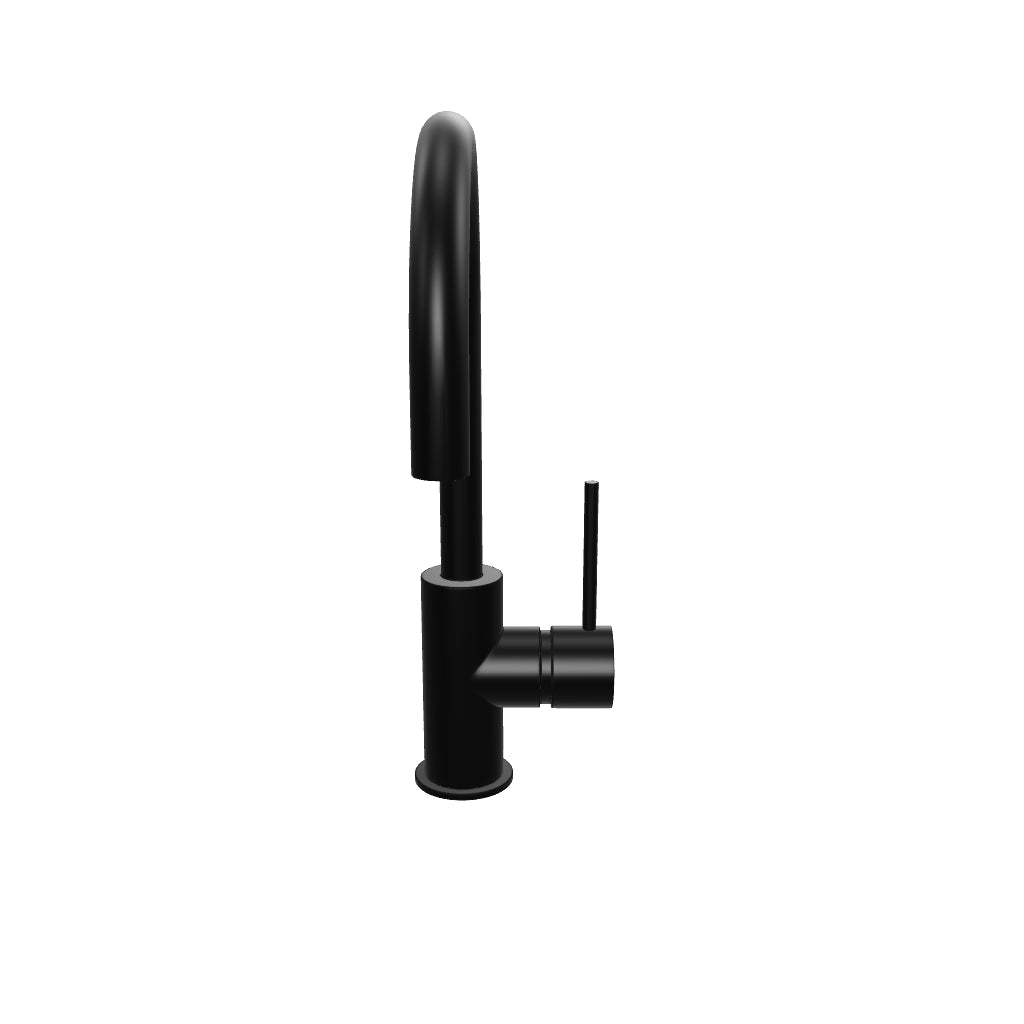 Phoenix Vivid Slimline Side Lever Sink Mixer 160mm Gooseneck-Matte Black 3D Model - The Blue Space