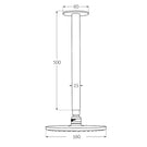 Technical Drawing - Sussex Voda Vertical 500mm Shower Arm with Head 180mm