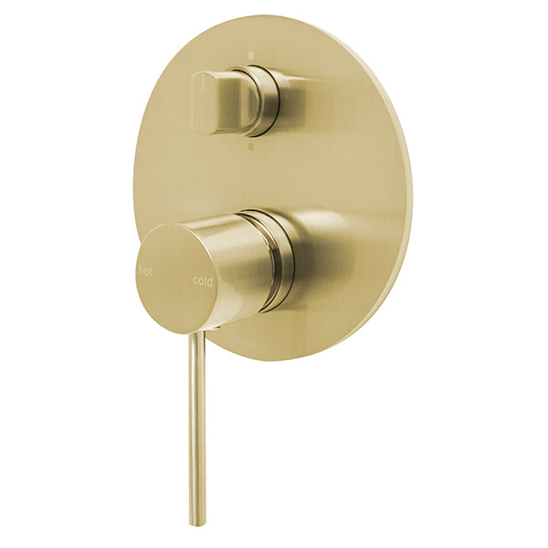 Phoenix Vivid Slimline Shower/Bath Diverter Mixer-Brushed Gold - the blue space