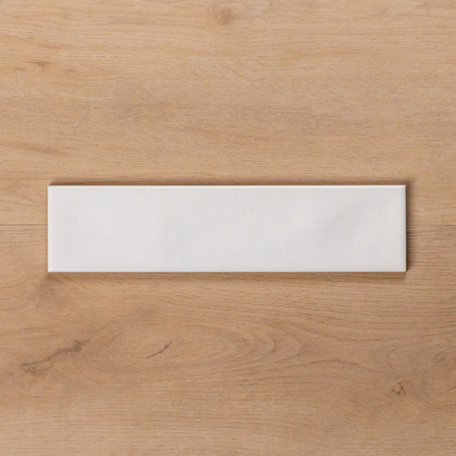 Single no Hand Whitehaven White Wavy Satin Ceramic Subway Tile 68x280mm HAMWHS13 - The Blue Space