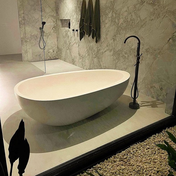 Whitney Stone Bath 1700 in Matte White finish | The Blue Space
