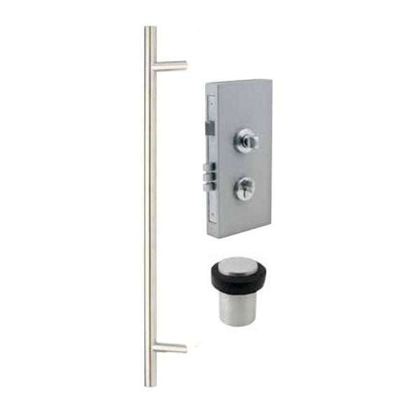 Zanda Omega Pull Door Handle 600mm & Double Turn Lock Kit Combo